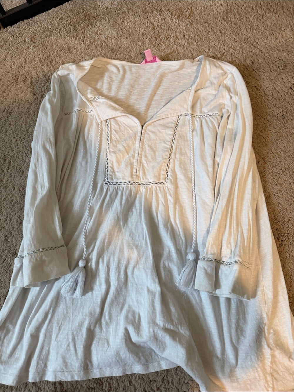 Lilly Pulitzer White Boho Tassel Tunic Top